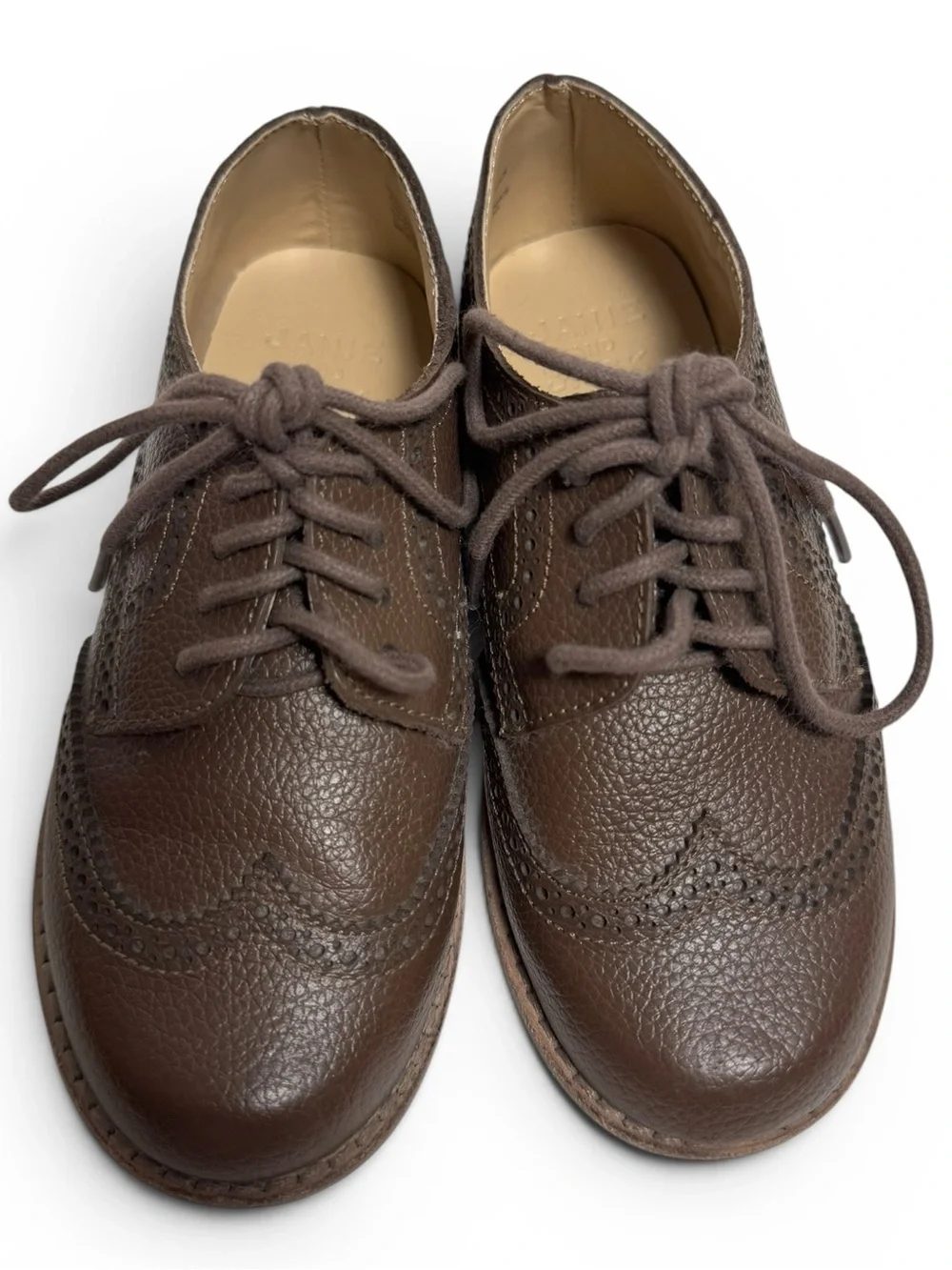 Janie and Jack Boys Leather Wingtip Derby Dress Shoes Brown Size 10 Toddler